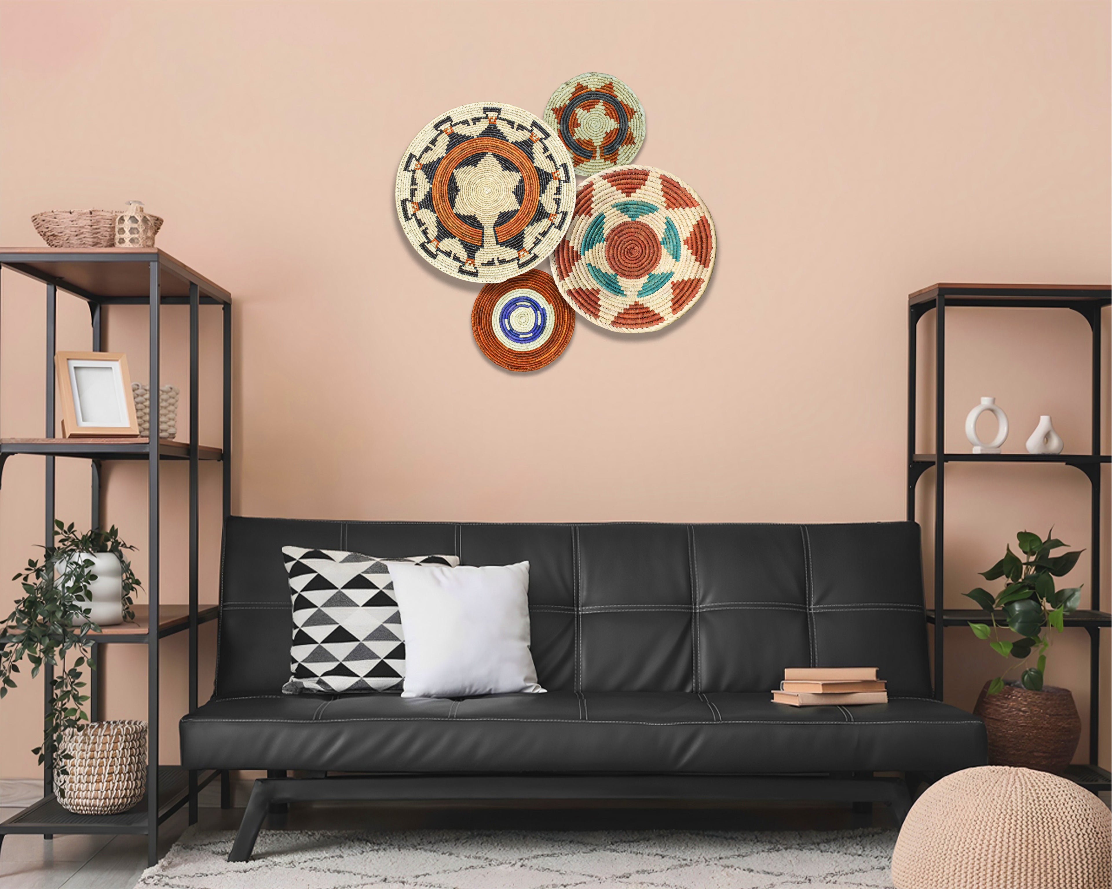 Red Waves Mat Wall Basket 14-inch MT-216-15