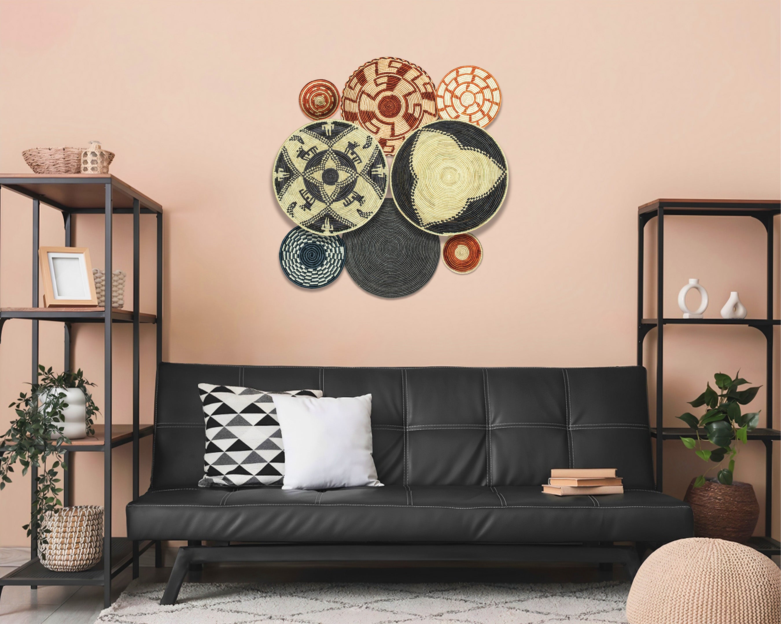 Set of 8 Handwoven wall baskets SET-249-8 N