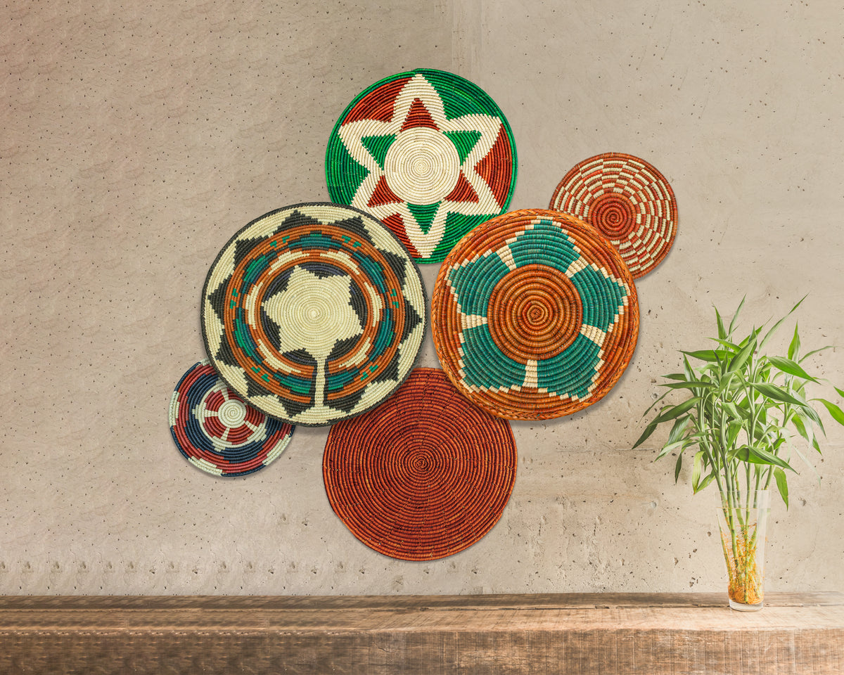 Set of 6 Handwoven wall baskets SET-275-6 N