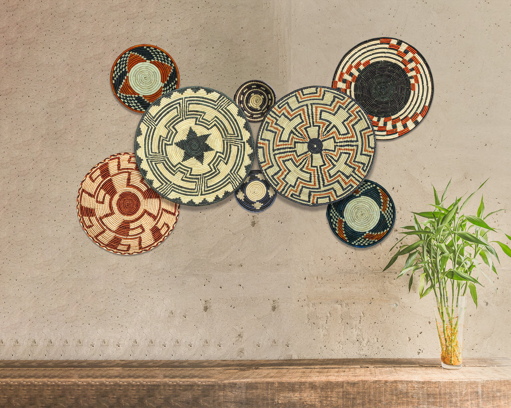 Set of 8 Handwoven wall baskets SET-254-8 N