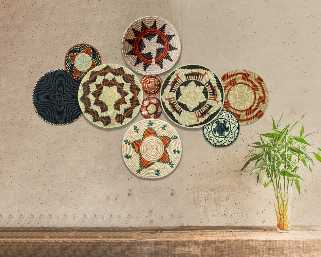 Set of 10 Handwoven wall baskets SET-405-10 N