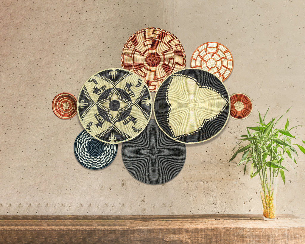 Set of 8 Handwoven wall baskets SET-249-8 N