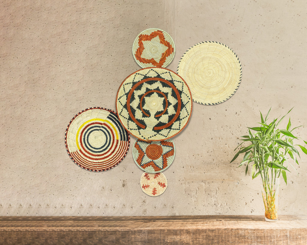 Set of 6 Handwoven wall baskets SET-396-6 N