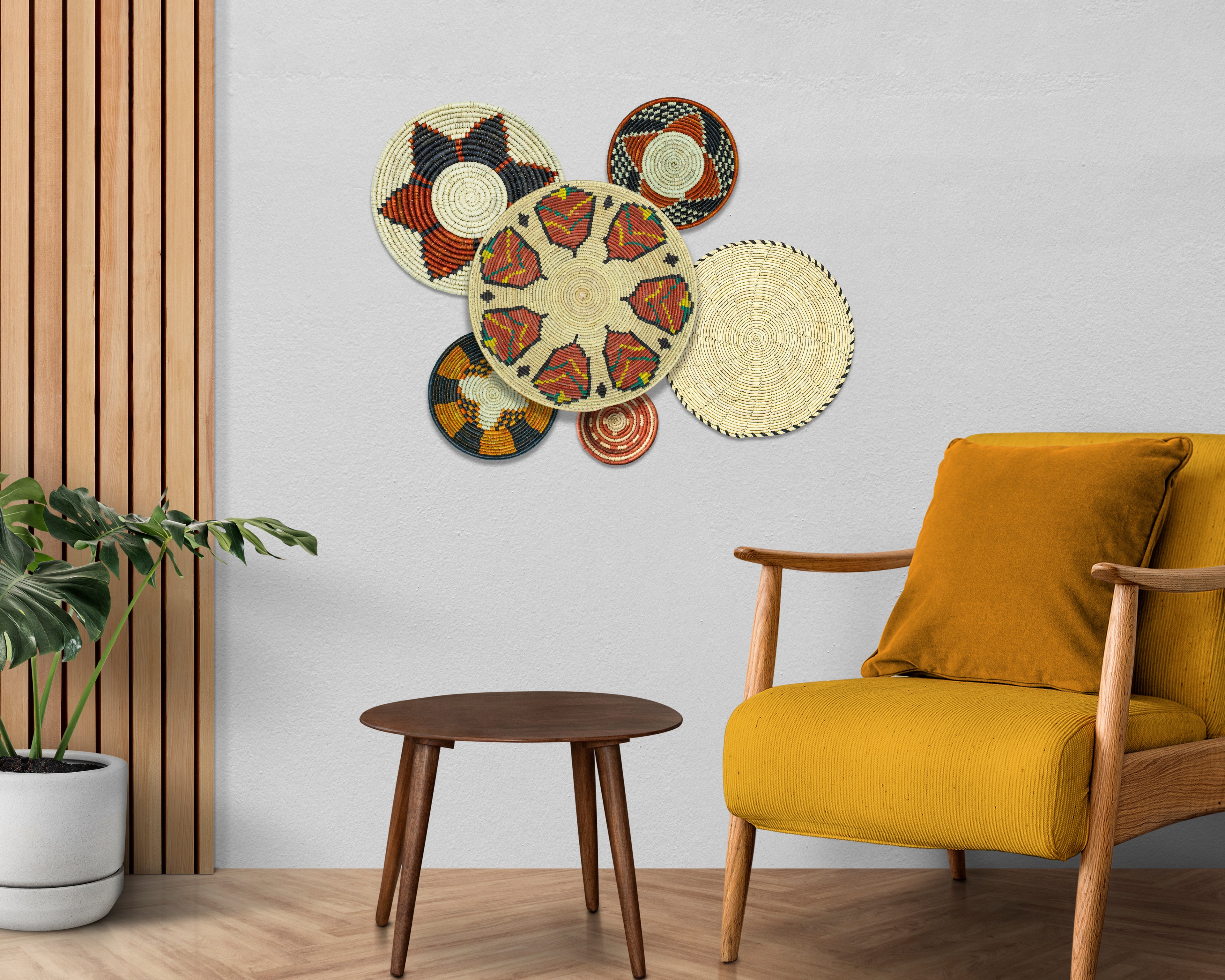 Set of 6 Handwoven wall baskets SET-388-6 N