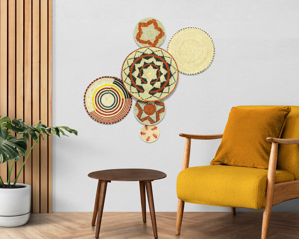 Set of 6 Handwoven wall baskets SET-396-6 N