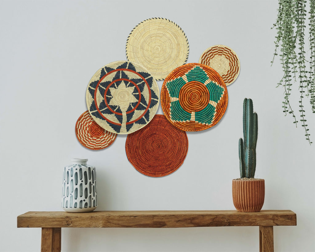Set of 6 Handwoven wall baskets SET-276-6 N