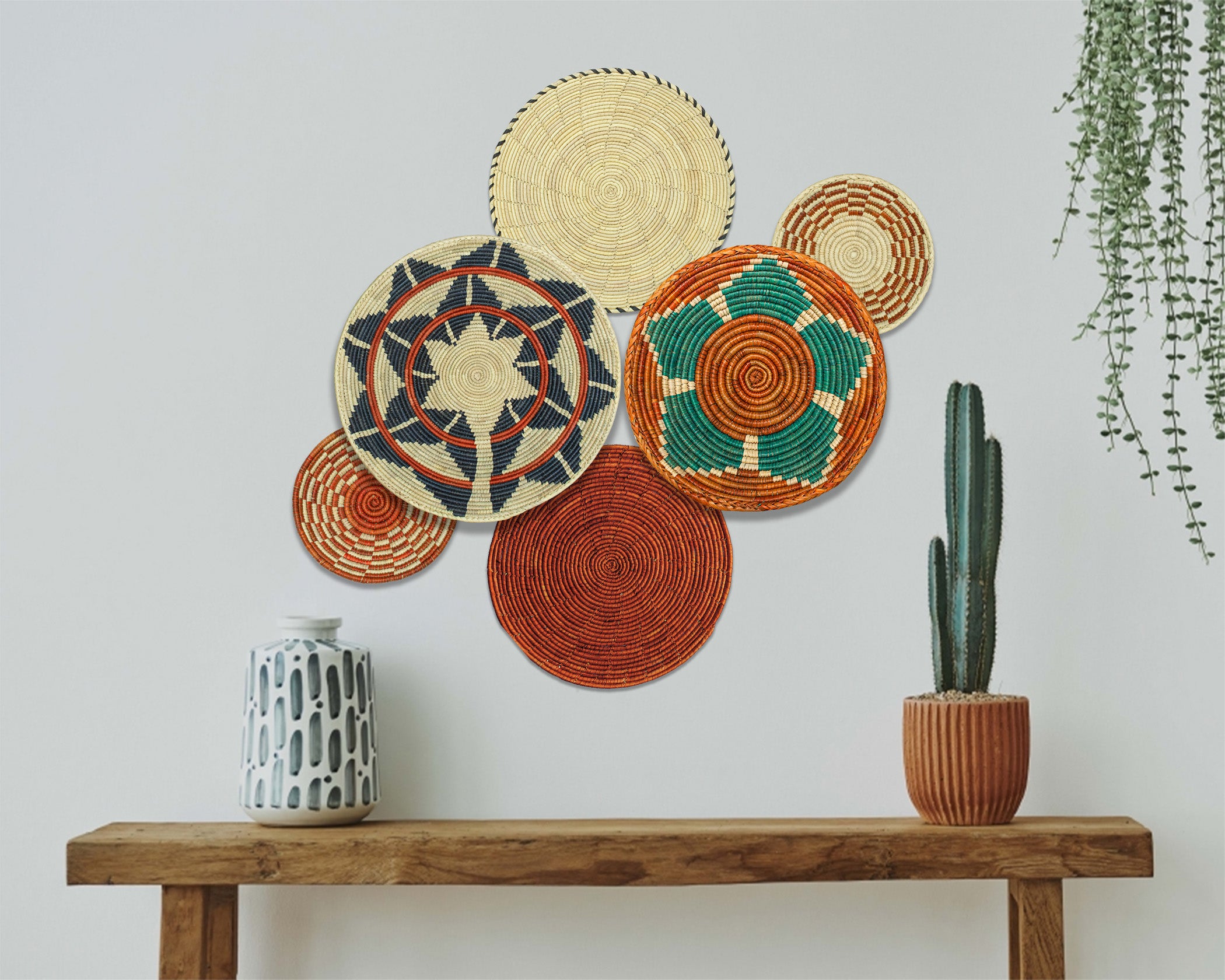 Set of 6 Handwoven wall baskets SET-276-6 N