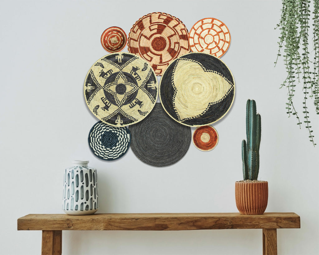 Set of 8 Handwoven wall baskets SET-249-8 N