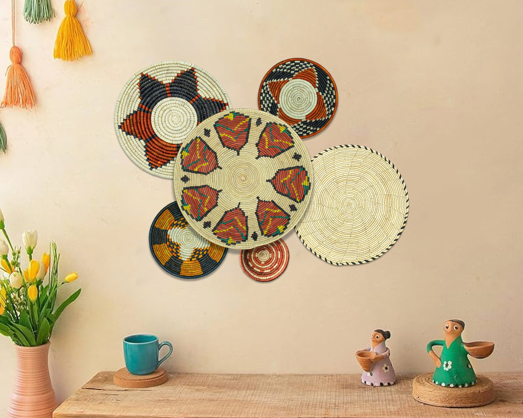 Set of 6 Handwoven wall baskets SET-388-6 N