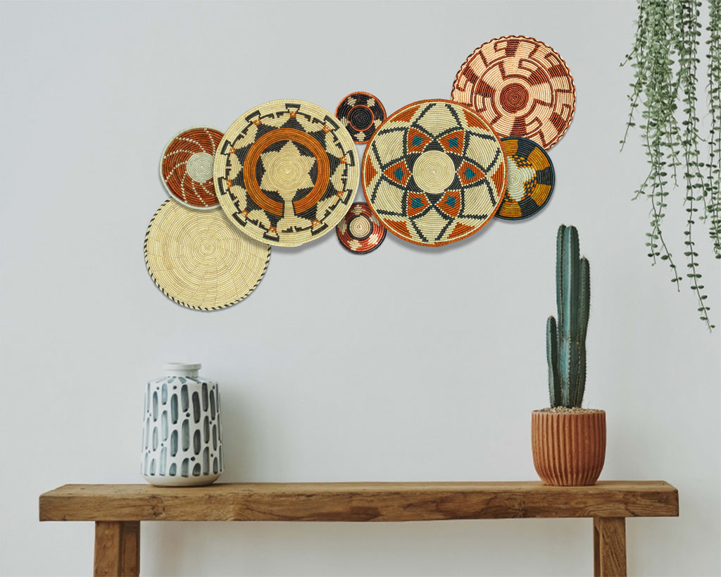 Set of 8 Handwoven wall baskets SET-253-8 N