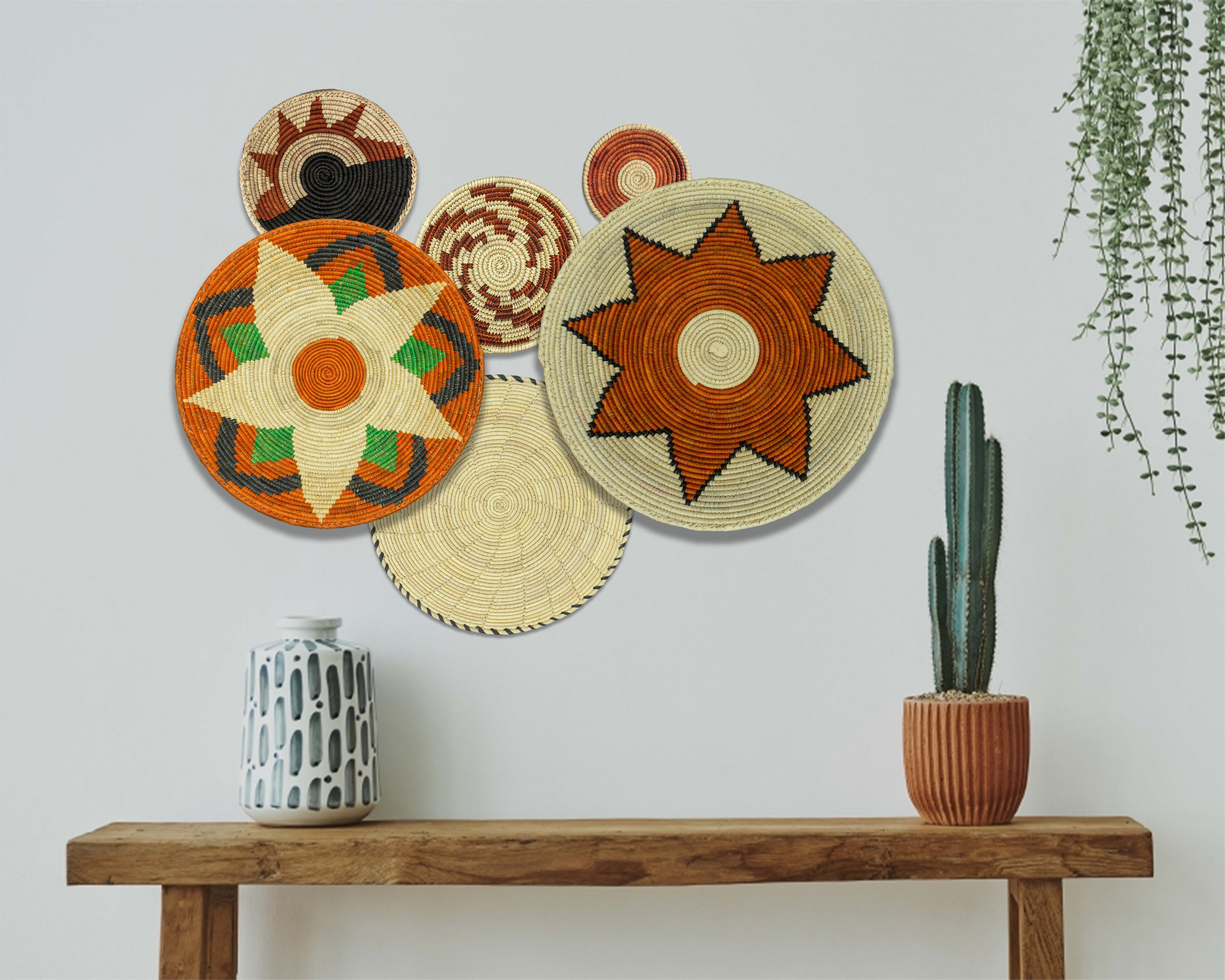 Set of 6 Handwoven wall baskets SET-268-6 N