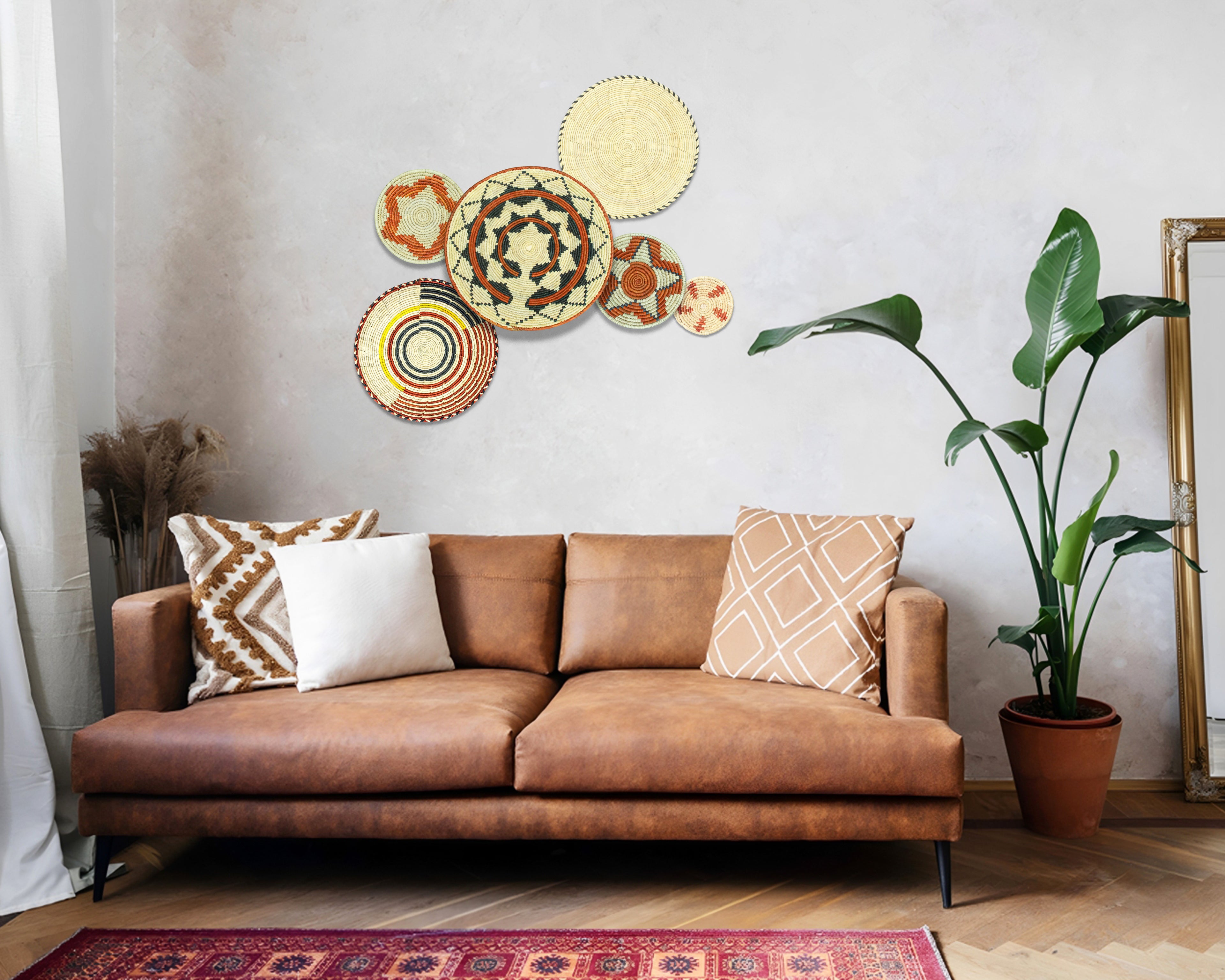 Set of 6 Handwoven wall baskets SET-396-6 N