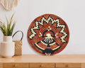 Doll coiled woven wall art, handwoven natural palm leaf and straw