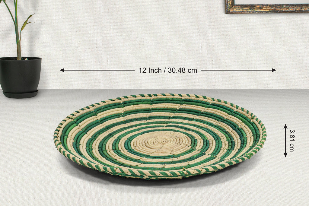 Green Waves Flat Basket 12-inch