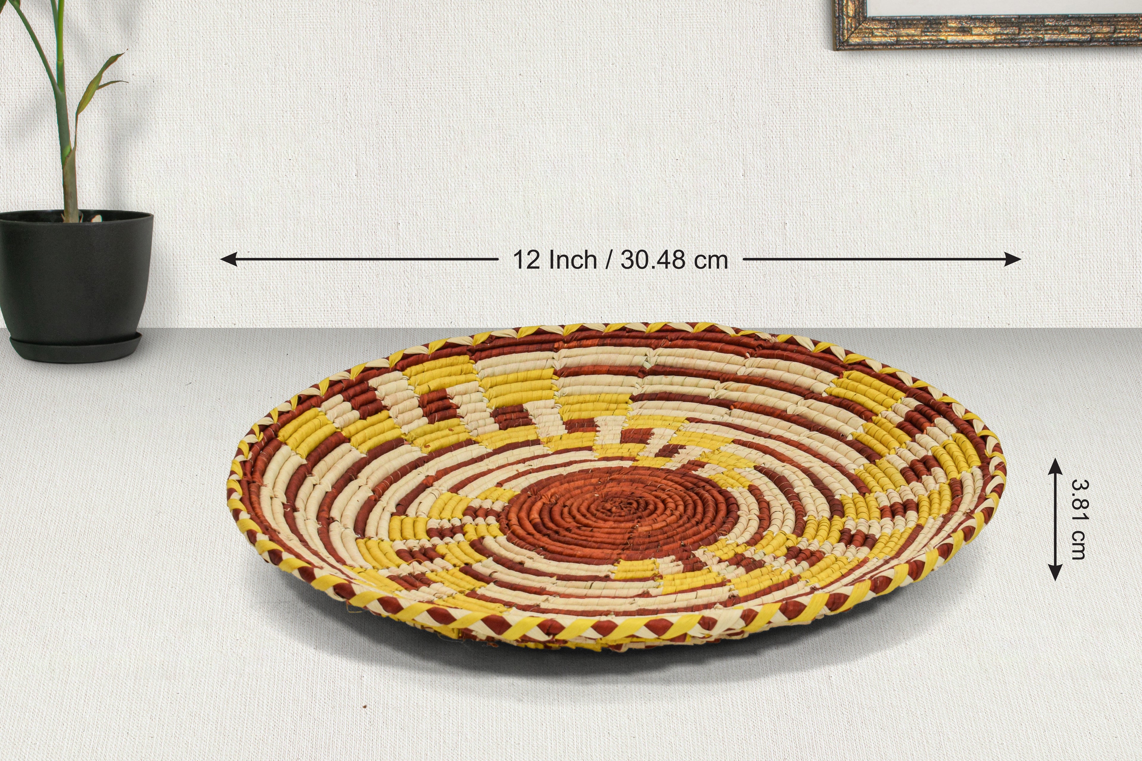 Yellow Fan Flat Basket 12-inch