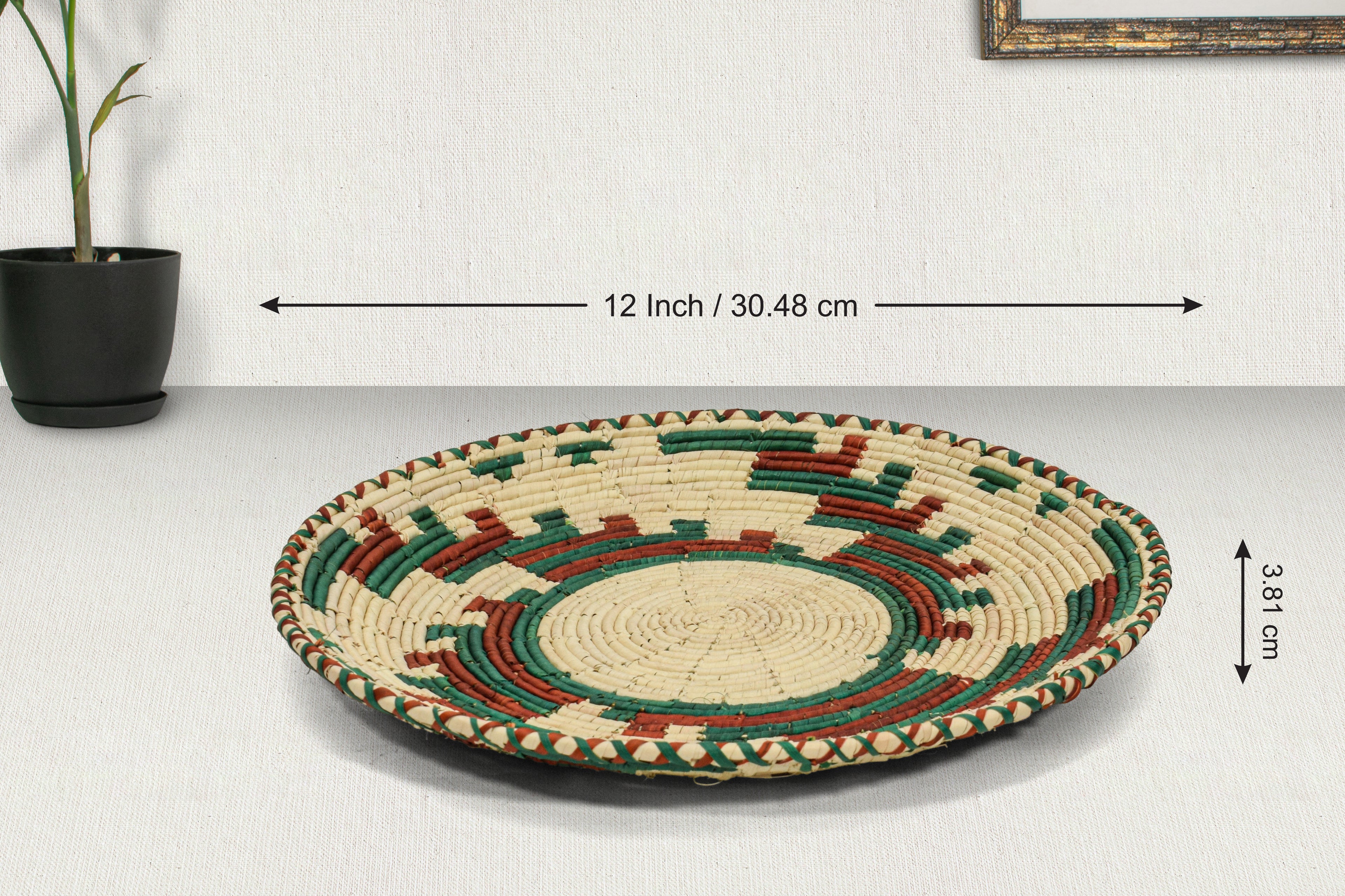 Turqouise Fan Flat Basket 12-inch