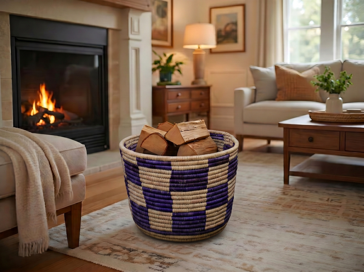 Magenta Checkered Planter Basket
