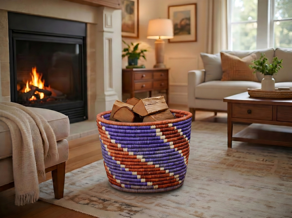 Indigo Stripes Planter Basket