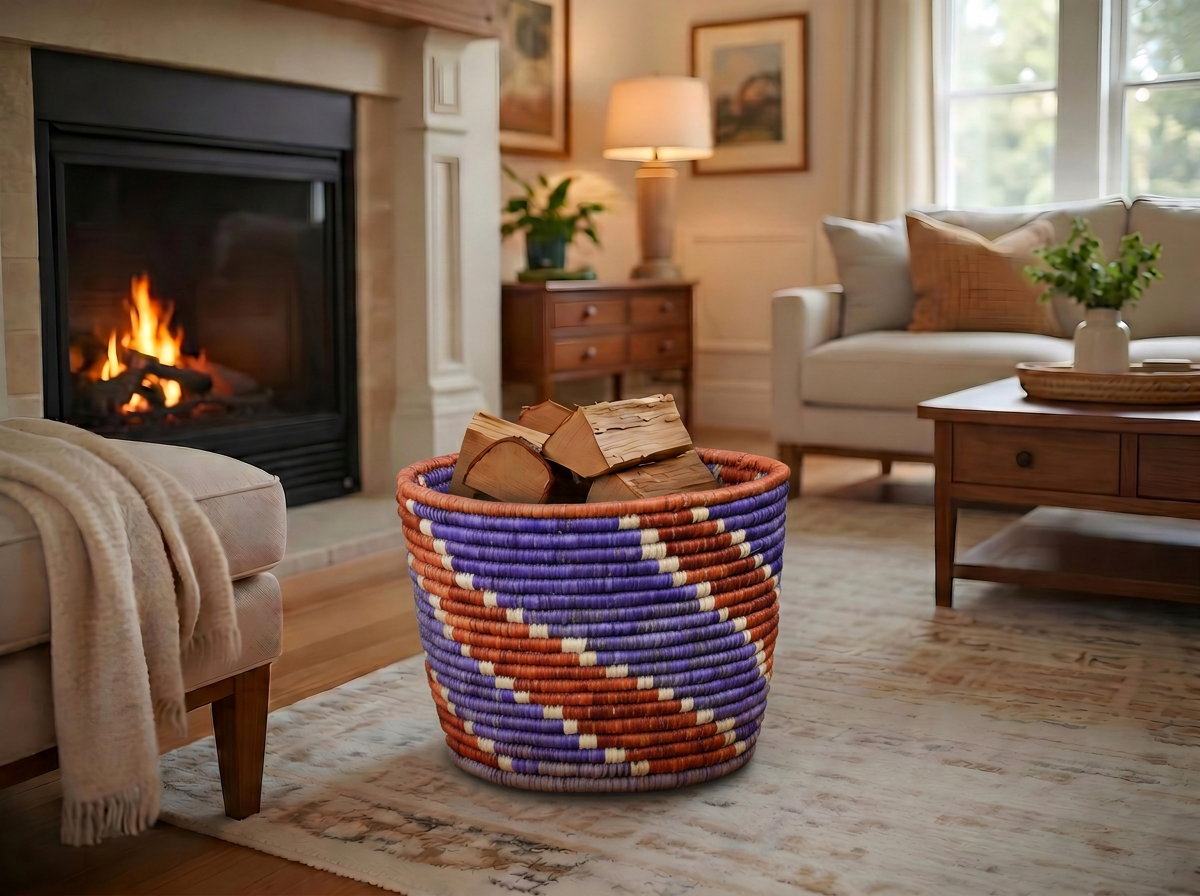 Indigo Stripes Planter Basket