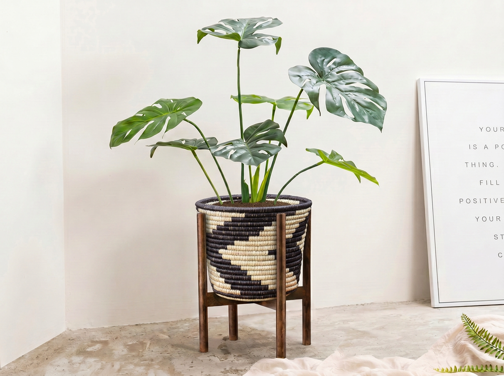 Dark Chevron Planter Basket
