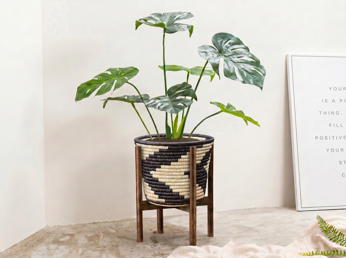 Dark Chevron Planter Basket