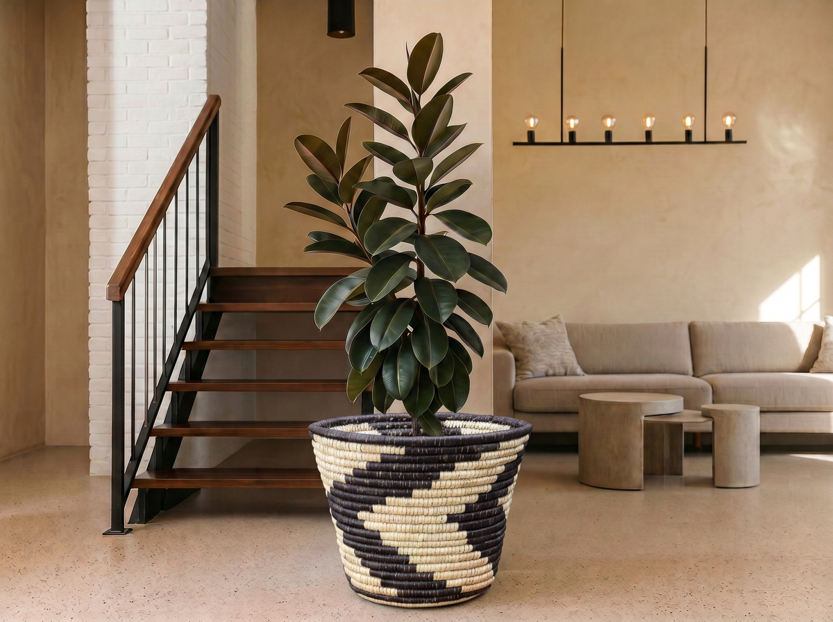 Dark Chevron Planter Basket