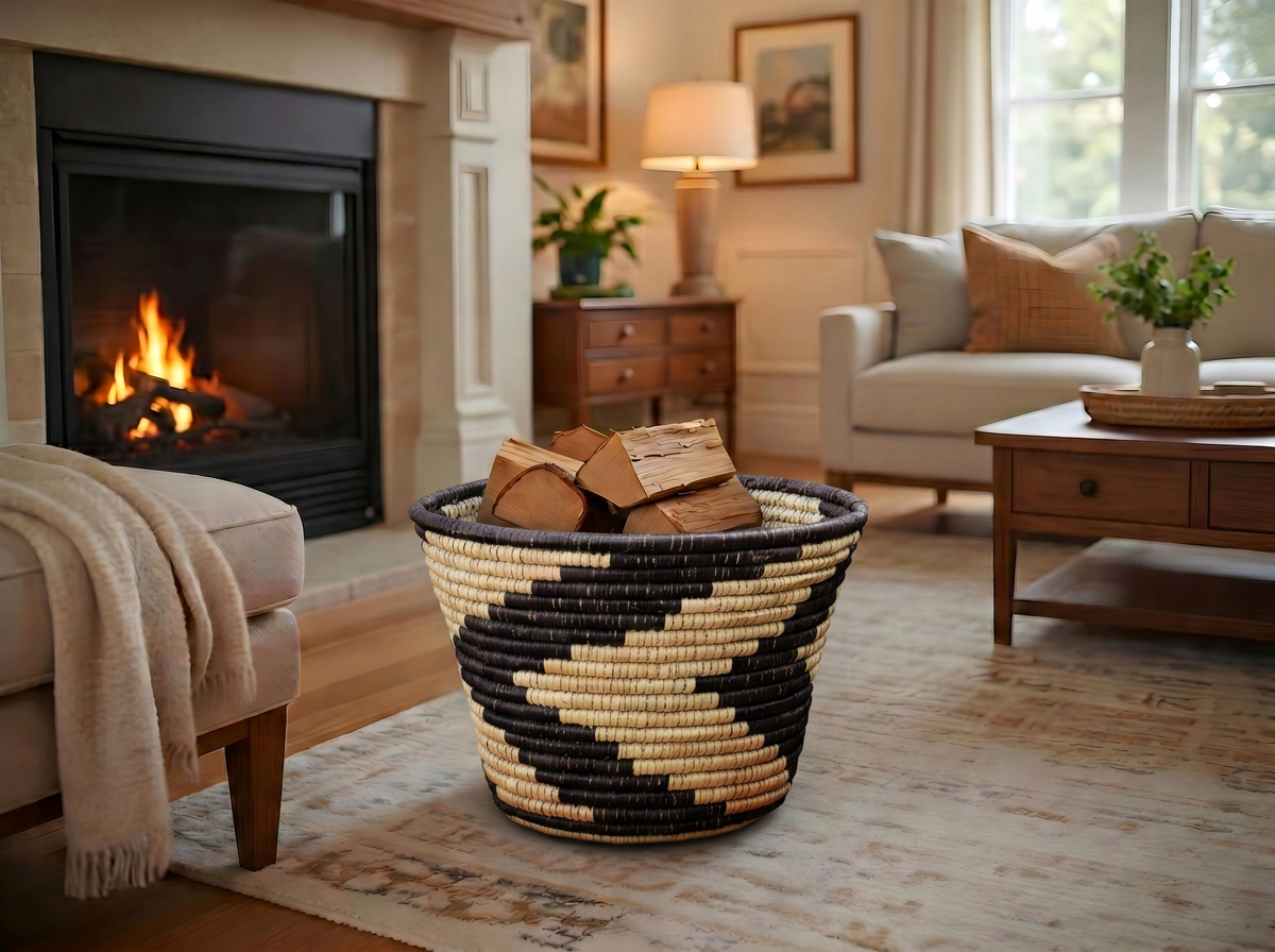 Dark Chevron Planter Basket