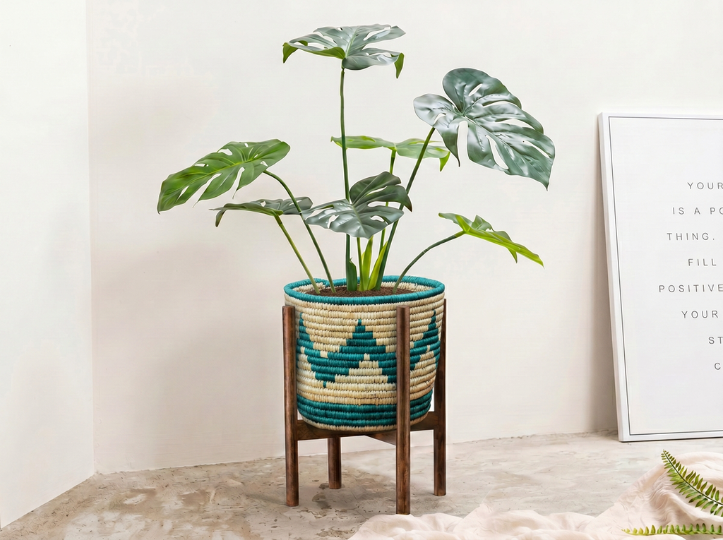 Turqouise Diamond Planter Basket