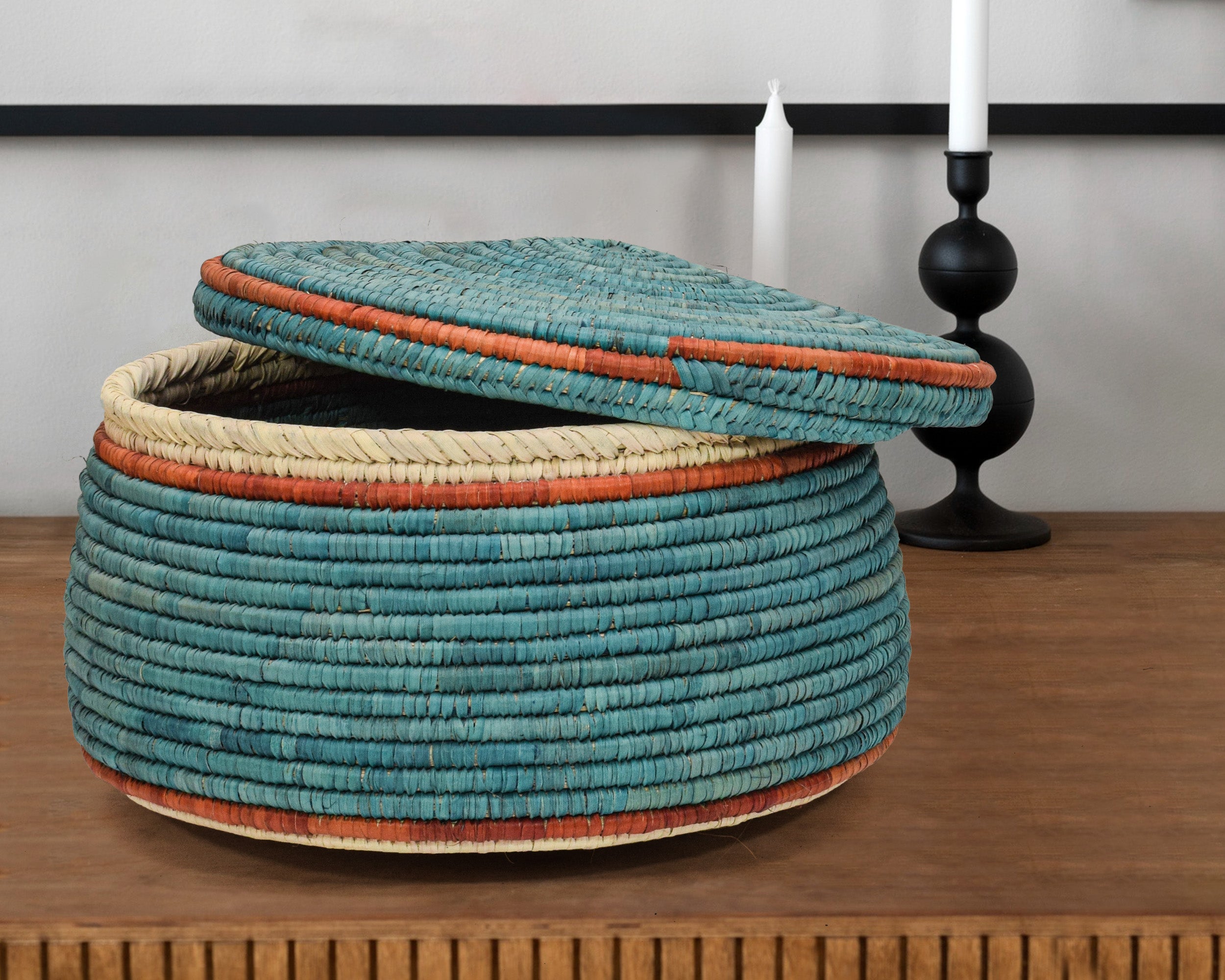 Turqouise Plain Lid Basket PR-645-12