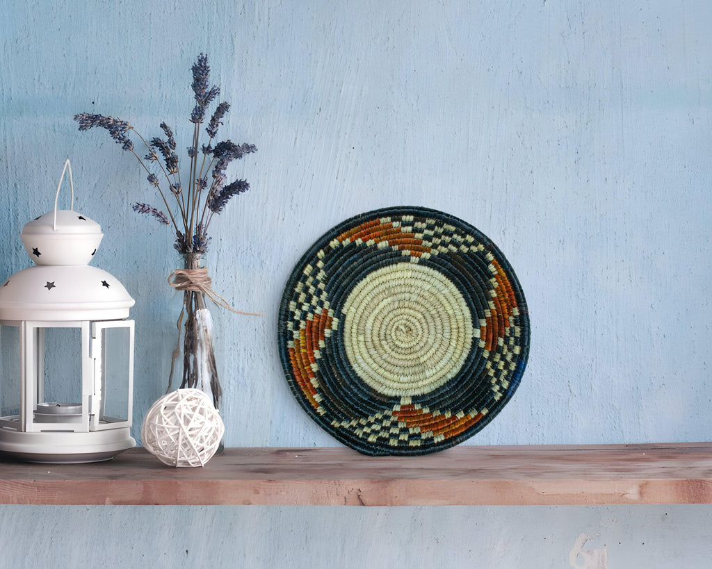 Intricate Desert Black Bowl Basket 8-inch LBW-455-7 B