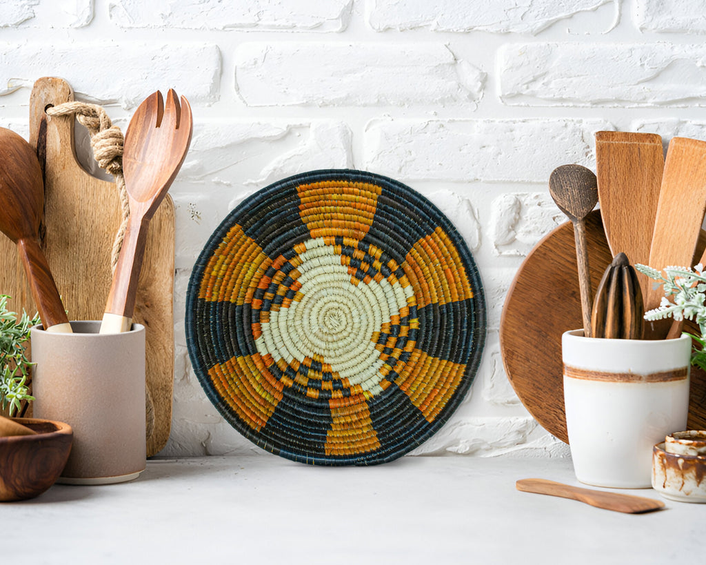 Alternating Tide Brown Bowl Basket 8-inch LBW-459-7