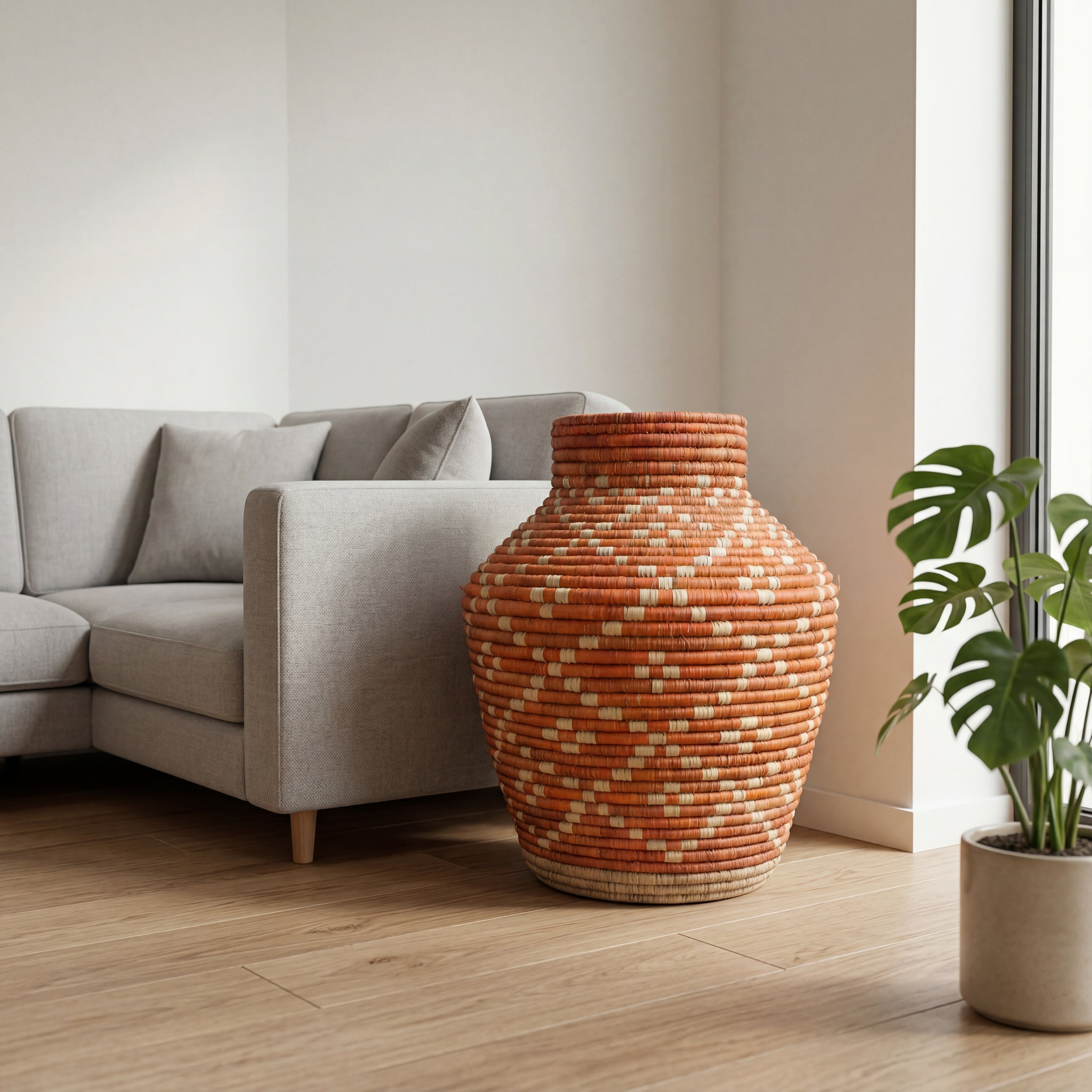 Terracotta Fine Texture Cross Stitch Weave Potter Basket
