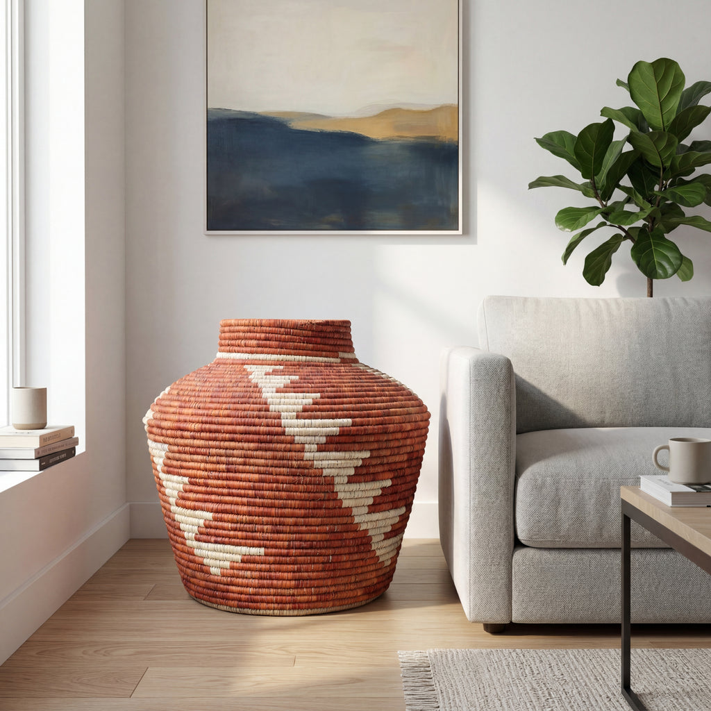 Feather Pattern Potter Vase