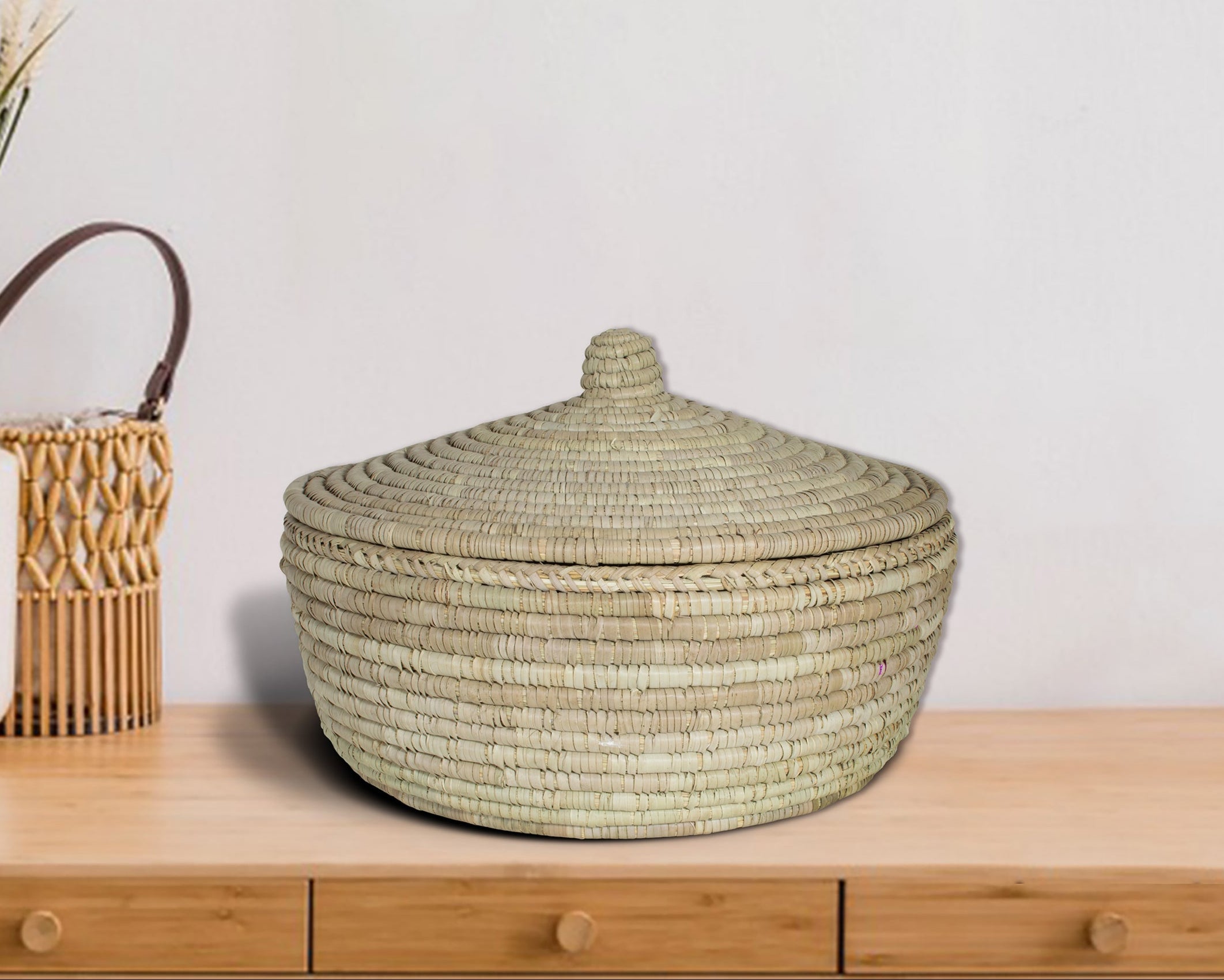 Yucca Lidded Basket - Handwoven Storage