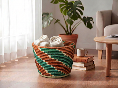 11–12" Dia Rust Chevron Planter Basket
