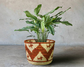 Zigzag Zest Handwoven Planter Basket - 12-inch