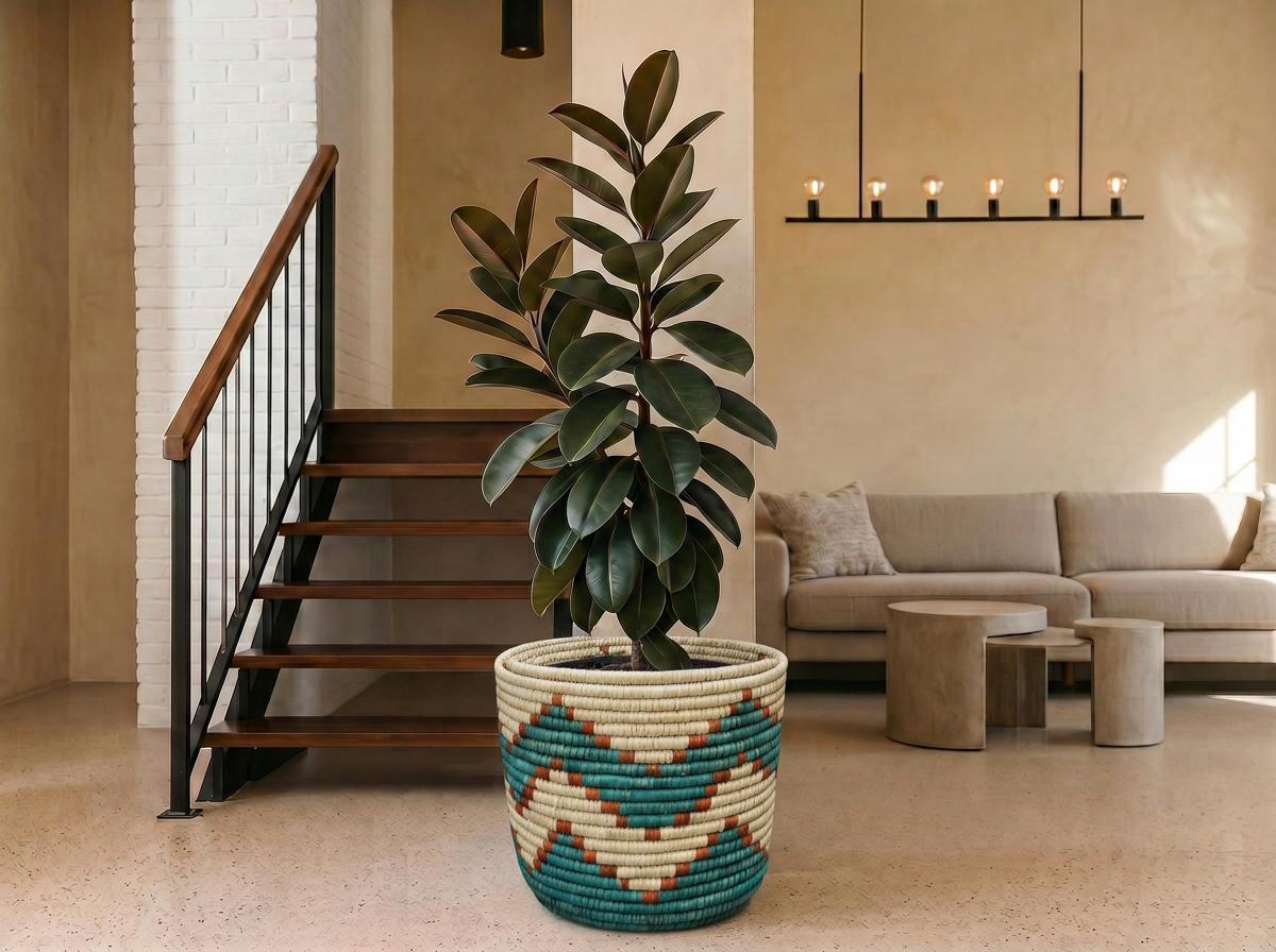 Turquoise Kingra Planter Basket
