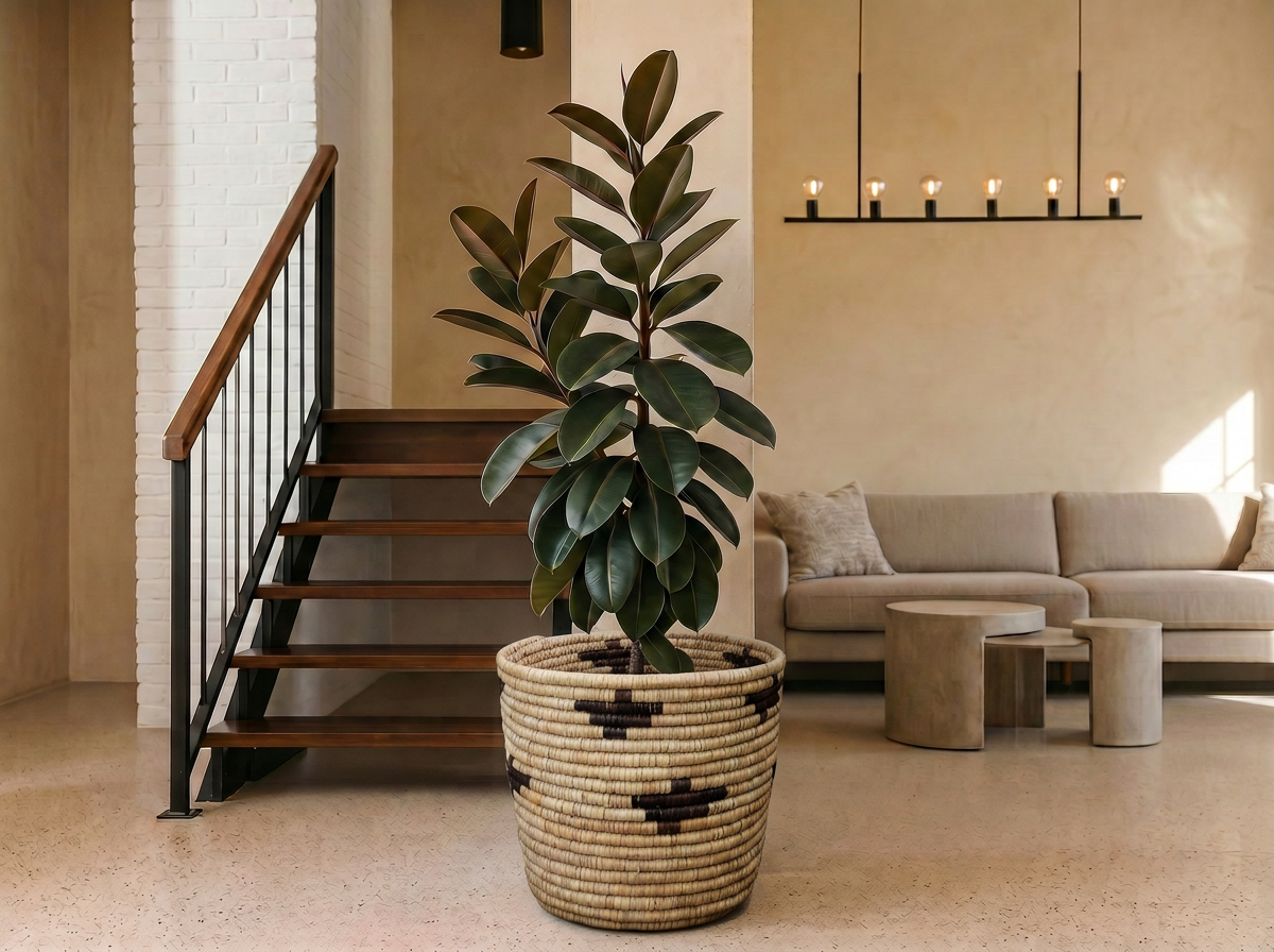Beige Crosses Planter Basket