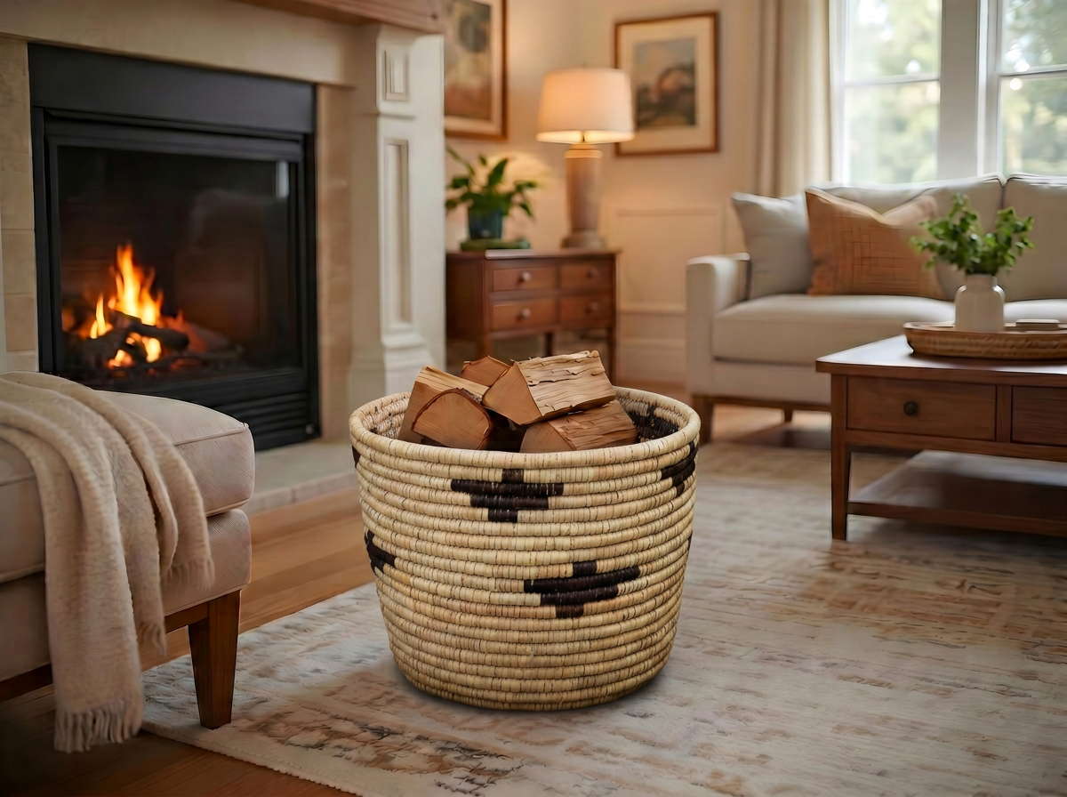 Beige Crosses Planter Basket