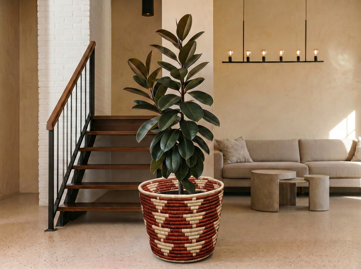 Rust Arrows Planter Basket