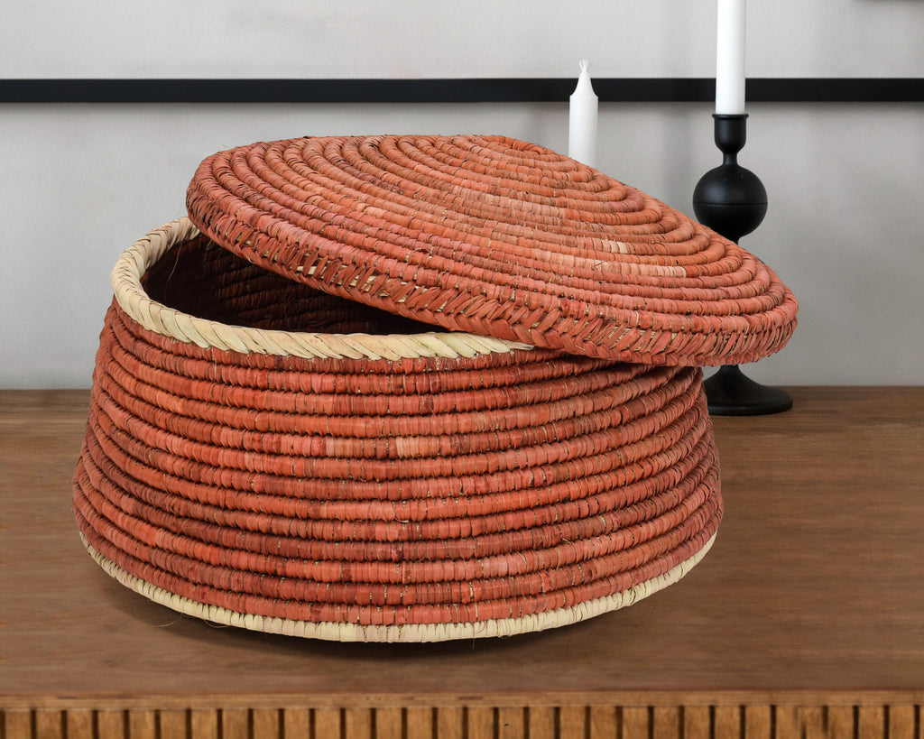 Rust Plain Lidded Basket