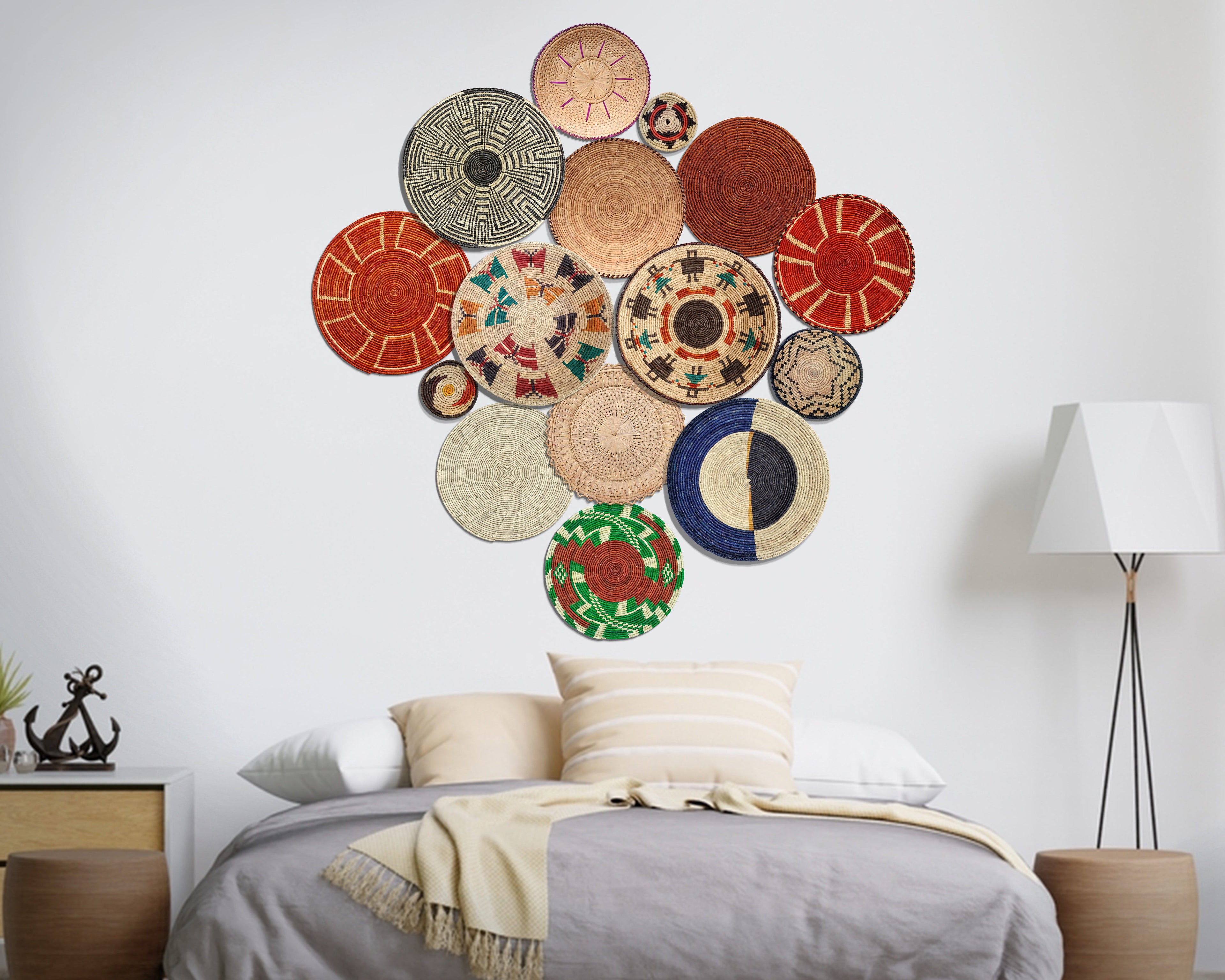 Set of 15 Handwoven wall baskets SET-126-15 N