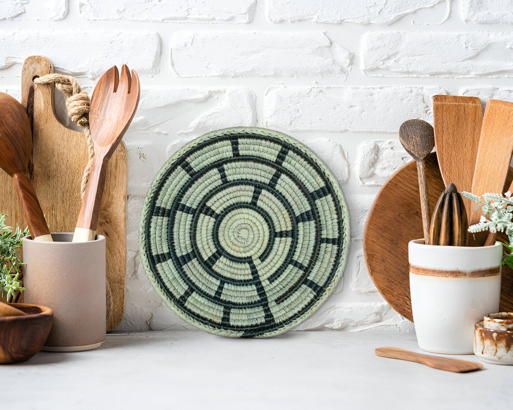 Concentric Grid Black Bowl Basket 8-inch LBW-454-7