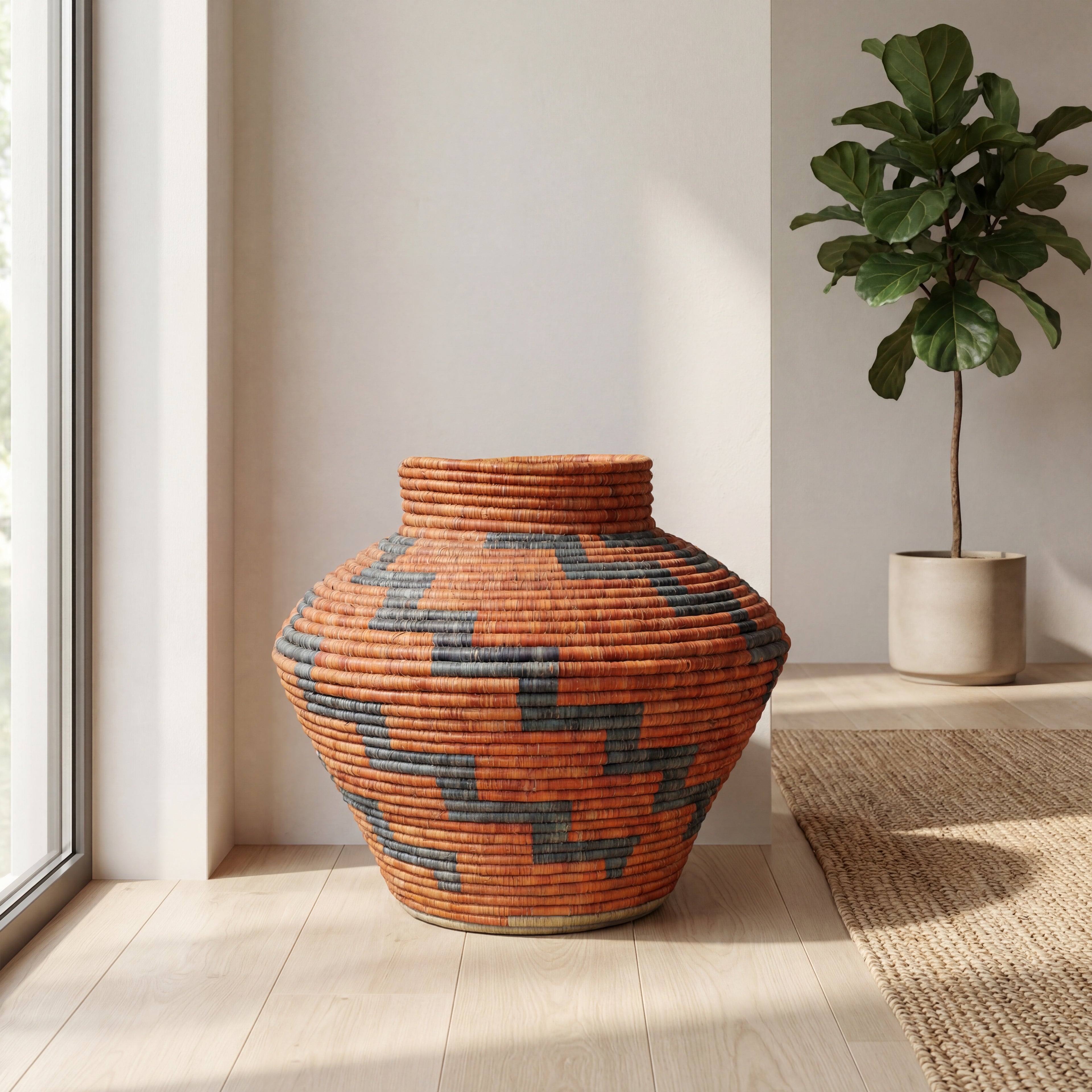 Terracotta Diamond Potter Vase I
