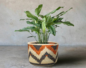 Dusk Bloom Handwoven Planter Basket - 12-inch