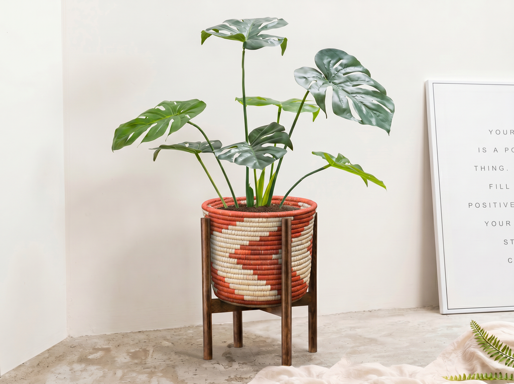 Rust Chevrons Planter Basket