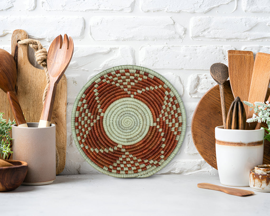 Stepped Pattern Brown Bowl Basket 8-inch LBW-461-7