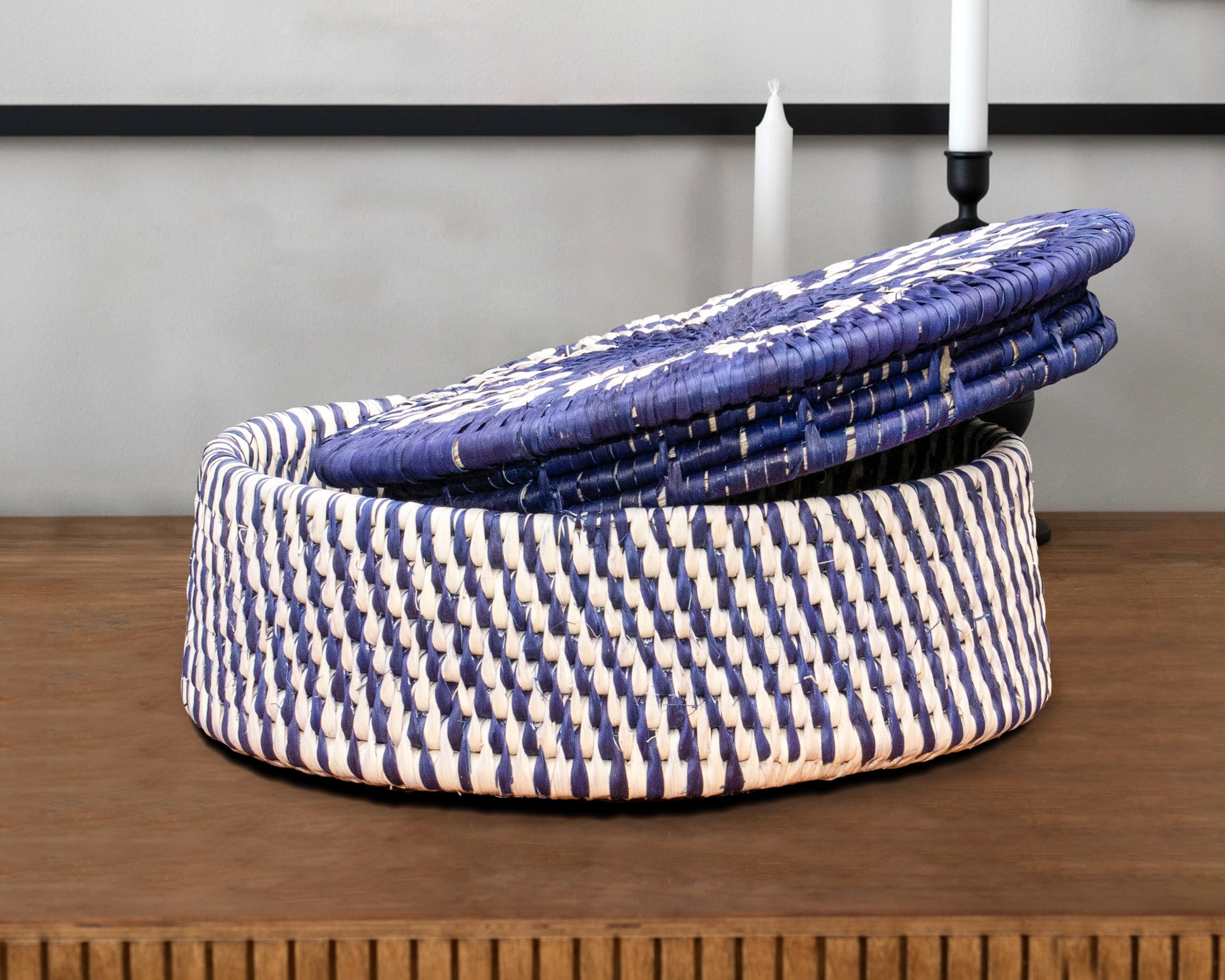 Abstract Feather Burst Basket with Lid