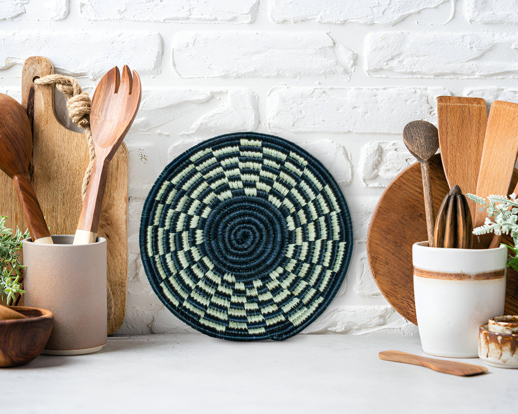 Rosette Black Bowl Basket 8-inch LBW-445-7 B