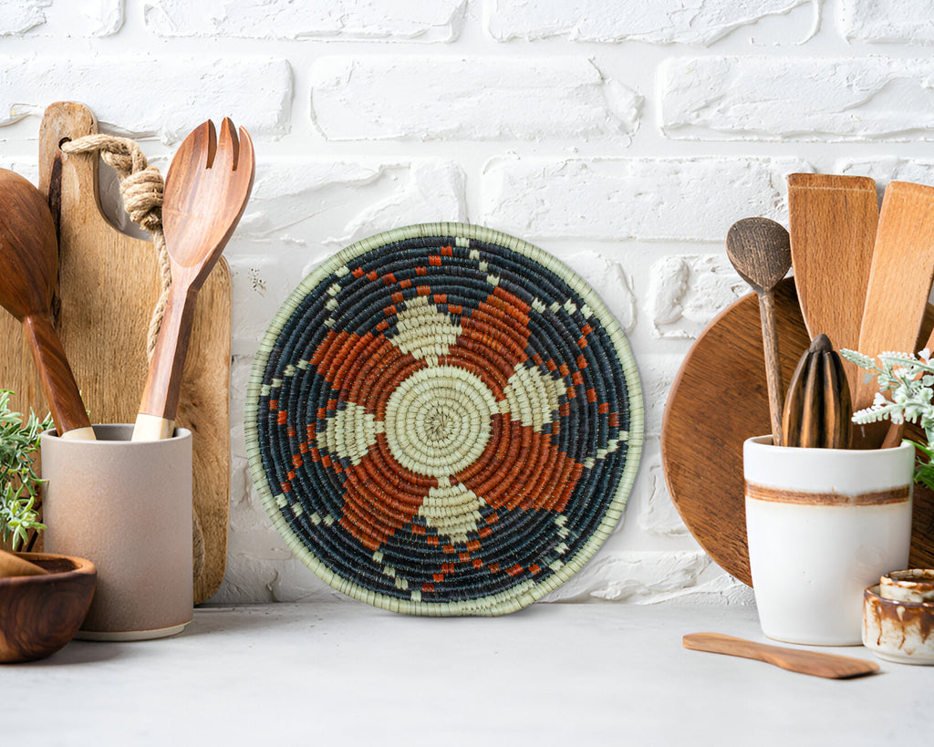 Stellar Drift Weave Black Bowl Basket 8-inch LBW-463-7